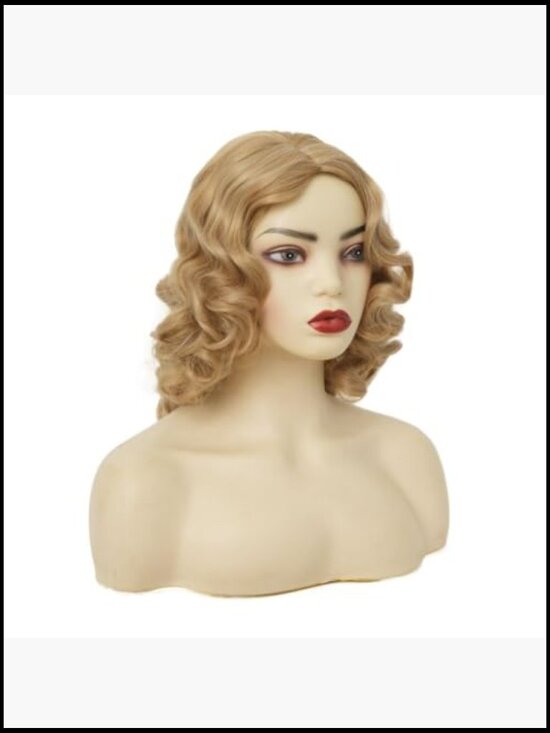 1920s Finger Wave Wig Vintage Blonde Curly Heat Resistant Synthetic for Party